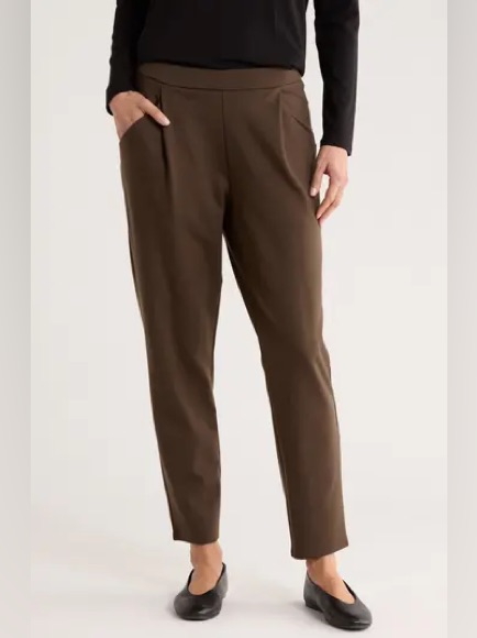 Eileen Fisher Tapered Ankle Pants In Brown